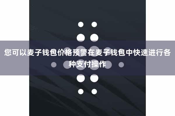 您可以麦子钱包价格预警在麦子钱包中快速进行各种支付操作